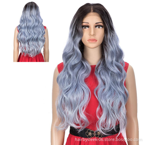 Rebecca 28 inches Body Wave ombre blonde lace front wig 360 lace frontal heat resistant U part long wavy synthetic hair wigs